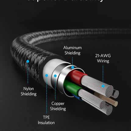 Anker Nuevo Cable Nylon USB C a Lightning, Certificado Apple MFi para iPhone Serie 14, y Más (3m, Negro)