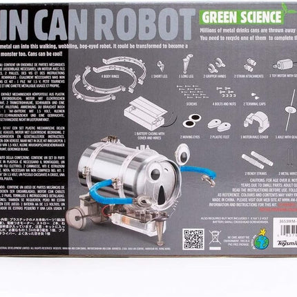4M Toysmith, KidzRobotix Tin Can Robot, DIY Science Kits STEM Powered Kids, For Boys & Girls Ages 8+