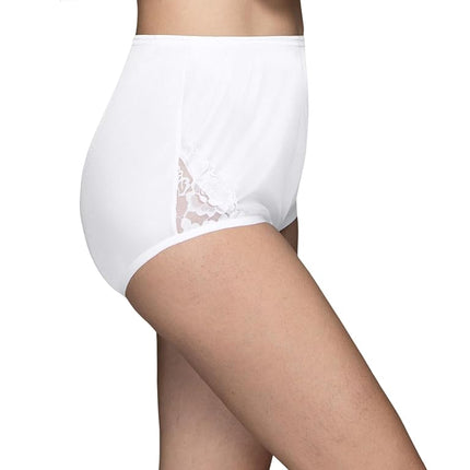 Vanity Fair Women's Perfectly Yours High Waisted Brief Panties, Lace Nouveau-Star White, 9, Nylon Lace - Star White, 9