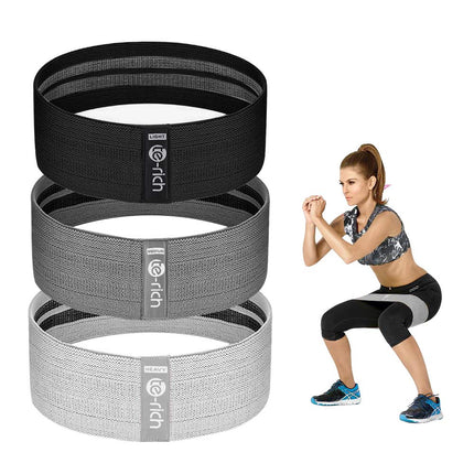 Resistance Bands, Fabric Booty Exercise Bands 3 Set, Heavy Gym Bands for Women and Men, Thick Non-slip Fitness Loops for Glute Legs Hip HIIT Workout, Mes Pouch Included (Color 1)