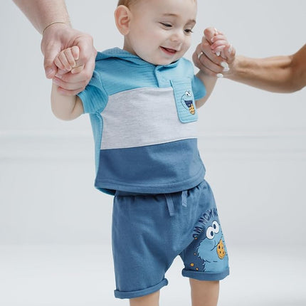 Sweat à capuche et short en molleton « Cookie Monster » de Rue Sésame, pour nouveau-né et enfant en bas âge, bleu, Cookie Monster, 2T