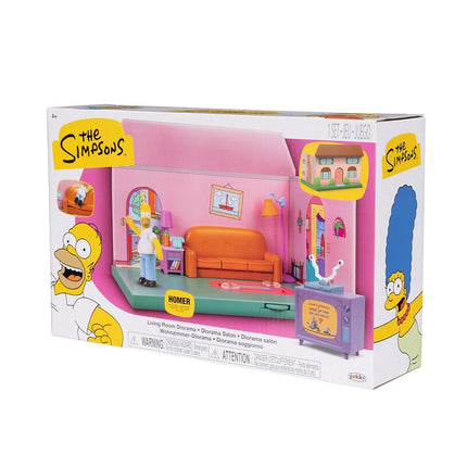 THE SIMPSONS JAKKS Pacific Living Room Diorama House Playset, Officially Licensed, Includes 6cm Homer Mini Figurine and Accessories, Fun Interactive Features, Gift for Kids and Collectors