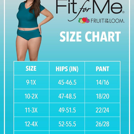 Fruit of the Loom Women's Underwear with 360° Stretch (Regular & Plus, Plus Size Brief-Comfort Cotton-6 Pack, 11