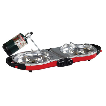 Estufa de propano Coleman Fold 'N Go de 2 quemadores, quemadores dobles ajustables con salida de 20 000 BTU, encendido InstaStart