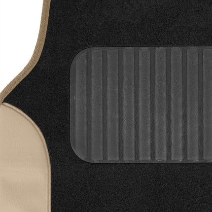 BDK Beige Car Seat Covers with Matching Carpet Floor Mats for Cars Full Set - Front Universal Seat Covers & Back Bench Seat Cover with Automotive Floor Mats - Car, SUV, Truck, & Van Interior Protector