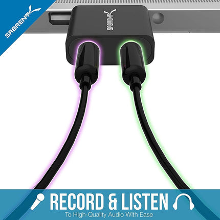 Sabrent Aluminum USB External Stereo Sound Adapter for Windows and Mac. Plug and play No drivers Needed [Black] (AU-EMCB)