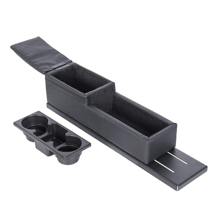 ECOTRIC Center Mini Cup Holder Armrest Console Compatible with 2006-2020 Dodge Charger Police Black Upholstered Middle Cover Storage Box pad Lid Kit Replacement Organizer