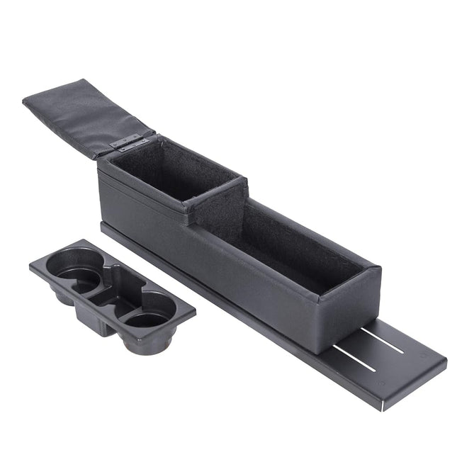 ECOTRIC Center Mini Cup Holder Armrest Console Compatible with 2006-2020 Dodge Charger Police Black Upholstered Middle Cover Storage Box pad Lid Kit Replacement Organizer
