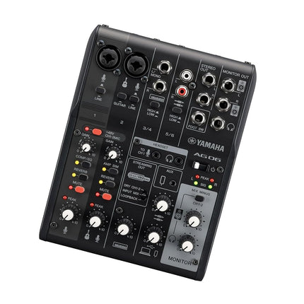 Black 6-Channel Live Streaming Mixer/USB Interface for IOS/Mac/PC