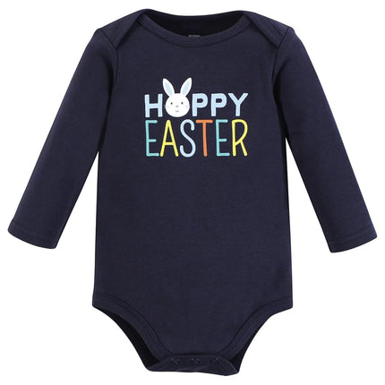 Hudson Baby Unisex Baby Cotton Long-Sleeve Bodysuits, Hoppy Easter, 3-6 Months