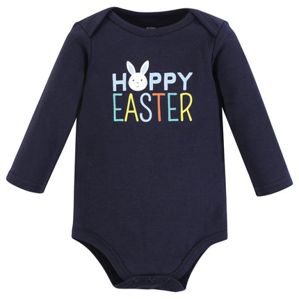 Hudson Baby Unisex Baby Cotton Long-Sleeve Bodysuits, Hoppy Easter, 3-6 Months