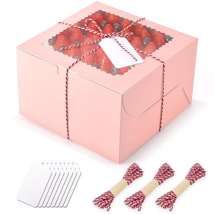 DOYIDE 20Pcs 8 Inch Cake Boxes with Window, 8x8x5 