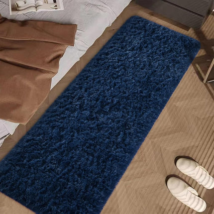 FALARK Soft Navy Blue Runner Rugs for Bedroom, 2x6 ft Bedside Rug Plush Fluffy Carpets, Shag Furry Modern Area Rug Carpet for Living Room Girls Kids Room Nursery Home Decor, Navy Blue