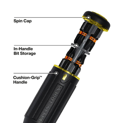 Klein Tools 32517HD KNECT 17-in-1 Impact-Rated Hybrid Screwdriver/Nut Driver, Magnetic, Flip Socket, 11 Bits, 3 Nut Drivers, Bit Holder, Square Adapter