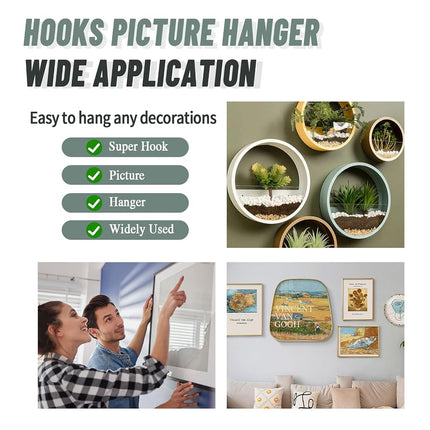 FURHUA 20pcs Super Hook Picture Hangers and Office Pack, Drywall Hooks for Hanging Pictures, Wall Hooks, Picture Hangers, Picture Hanging Kit，Hang Art, Clock, Shelves, Mirrors