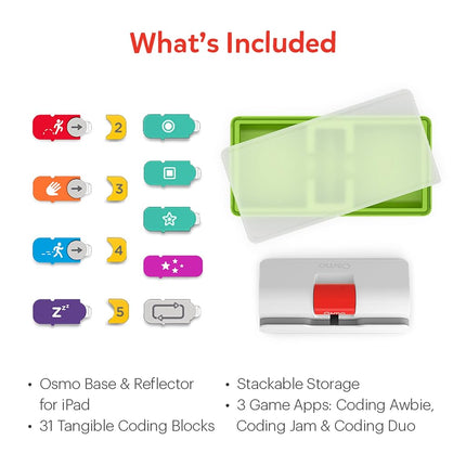Osmo - Kit de démarrage Codage pour iPad - 3 jeux éducatifs - 5-10 ans et plus - Apprendre à coder, bases du codage et puzzles de codage - Jouet STEM - Logique, fondamentaux du codage, garçon et fille (Base Osmo iPad incluse)