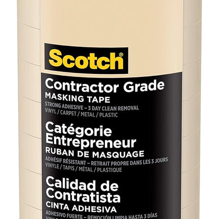 Scotch Contractor Grade Masking Tape, Tan, Tape for General Use, Multi-Surface Adhesive Tape, 0.94 Inches x 60.1 Yards, 9 Rolls