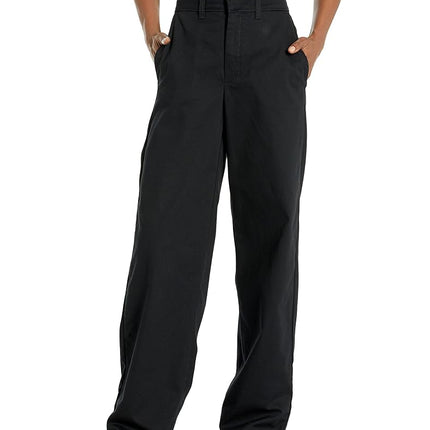 Pantalones de twill de tiro alto y pierna ancha Dickies para mujer, Negro lavado, 34
