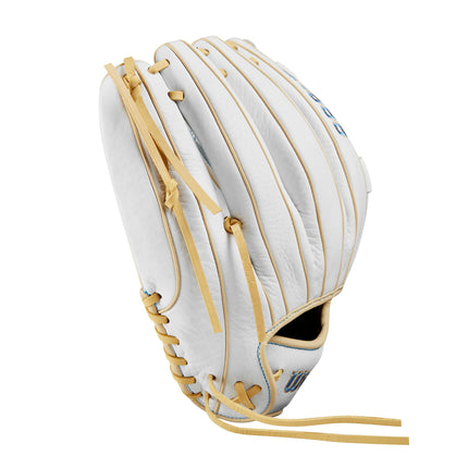 Wilson 2024 A1000® V125 12.5” Outfield Fastpitch Softball Glove - White/Blue/Blonde, Left Hand Throw