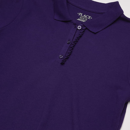 The Children's Place Girls Uniform Ruffle Pique Polo Shirt, Regal Violet, XXL 16 US
