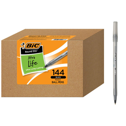 BIC Round Stic Xtra Life Ballpoint Ink Pens, Mediu