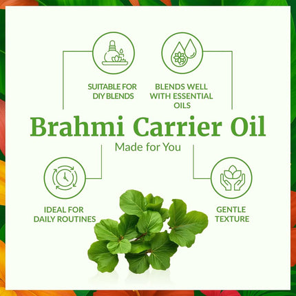 SVA Brahmi Oil 4 fl oz – 100% Natural Cold Pressed Carrier Oil with Dropper – For Hair Care, Skin, Nails & Body Massage