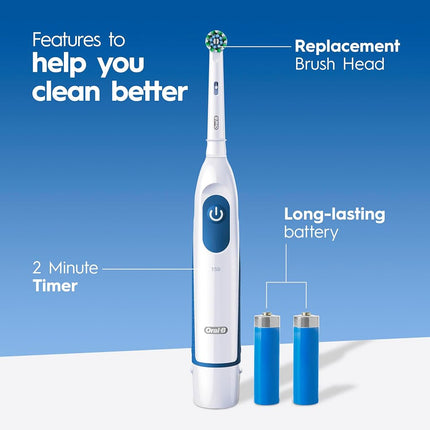 Oral B Pro 100 Precision Clean, Battery Power Toothbrush, White