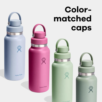 Hydro Flask Water Bottle - Insulated Stainless Steel - Wide Mouth Chug Lid, Non Spill, Leakproof in 24 Oz Agave Green