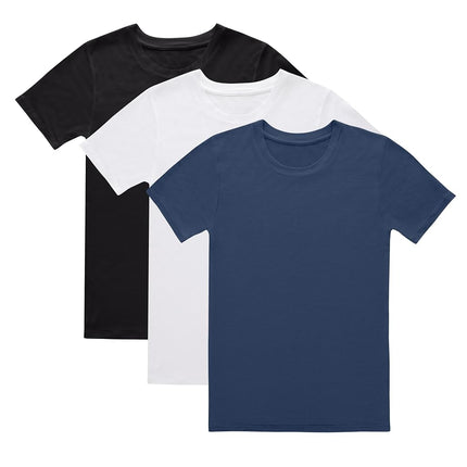 Lot de 3 tee-shirts Hanes Big Originals, sous-pulls super doux pour garçons, anti-humidité, noir/blanc/bleu, taille S