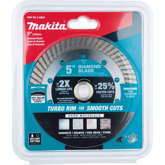 Makita E-02624 Disco de diamante de 5", Turbo, Material duro