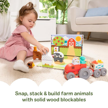 Melissa & Doug Blockables Farm Snap And Play | Wooden Building Toys for Kids, 56 Pcs | Age 2-7 - FSC Certified