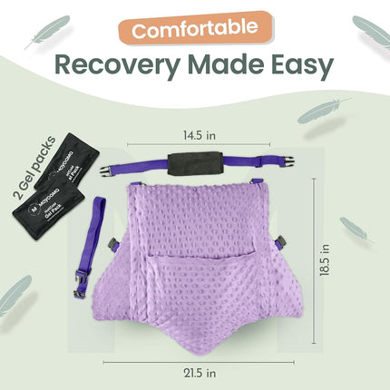 MOYOAMA 3 Pcs Hysterectomy Pillow Set - Incl 2 Gel Packs for Soothing Relief - Hysterectomy Recovery Must Haves After C Section,Post Surgery Pillow,Abdominal Surgery Recovery Pillow,Hysterectomy Gifts