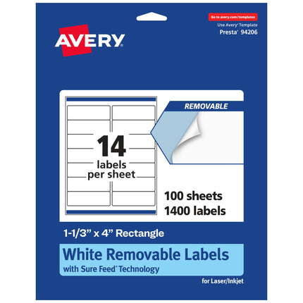Avery Matte White Removable Rectangle Labels with 