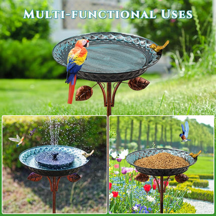 VEWOGARDEN 38 Inch Height Metal Bird Bath for Outside, Standing Bird Bath with Stake for Outdoors Garden Yard Patio Decoration, Light Blue