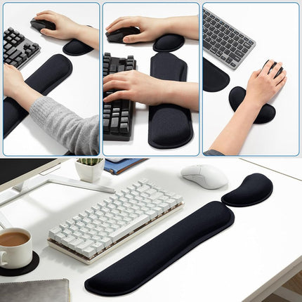 Leolee Gel Memory Foam Keyboard Wrist Rest, Black 5 in 1 Wrist Rest Set