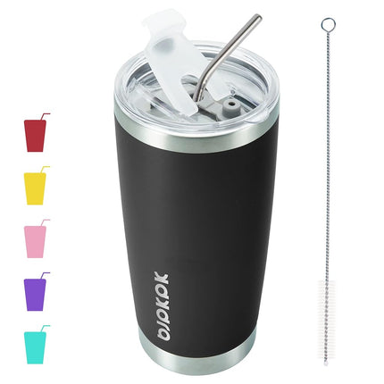 BJPKPK Black Insulated Tumbler with Lid and Straw 