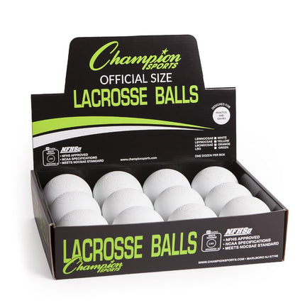 Champion Sports LBW3SET Nocsae Lacrosse Ball Set, 3, White