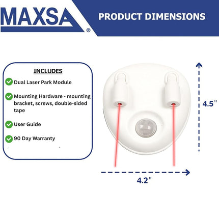 Maxsa 37110-W-RS White Park Right Battery Powered Garage Laser Park Dual Laser
