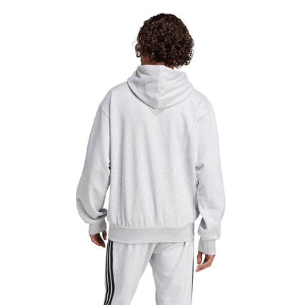 adidas Men's Essentials Feelcozy Fleece Hoodie, Light Grey Heather/Black, M Tall
