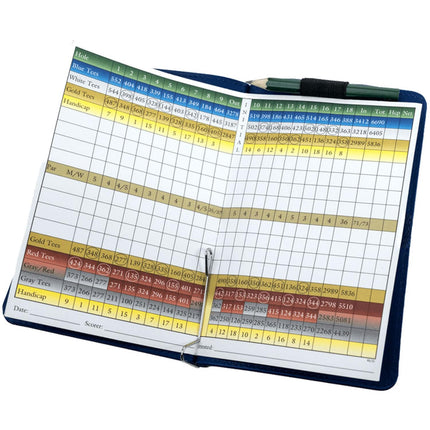 Callaway Golf Leather Bi-Fold Scorecard Holder - Navy Blue Leather Golf scorecard Holder