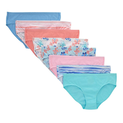 Hanes Ultimate Culottes pour filles, Coton biologique 100% pur confort, Slips et shortys, Paquet de 8, Shorty - Rose bleu uni et motifs, 6