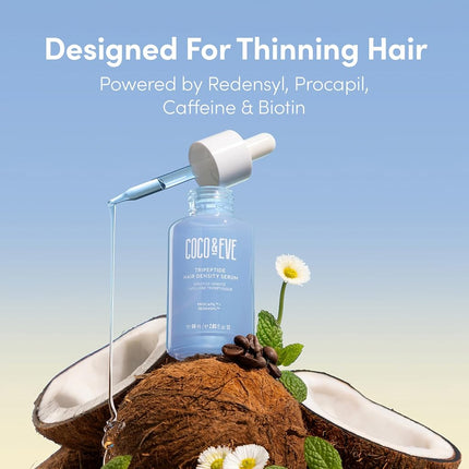 Coco & Eve Boost Therapy Tripeptide Hair Density Serum. For Thicker, Fuller Hair. Anti-Hair Loss & Shedding, Lightweight Scalp Treatment with Biotin & Caffeine for Volume & Restoration (60 ml)