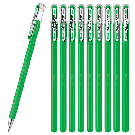 Pentel Color Ballpoint Pen, Matte Hop, Green, 10 C