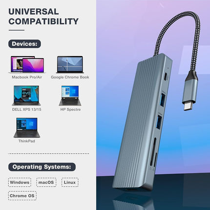 Hub USB C 9 en 1, adaptateur Tymyp avec HDMI 4K, 3 x USB 3.0, USB-C 3.0, 1 x USB 2.0, chargement PD 100W, lecteur de carte SD/TF pour ordinateurs portables et appareils de type C