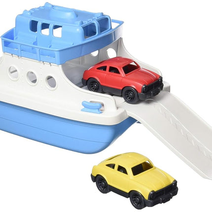 Green Toys Ferry Boat, azul/blanco 4C - Juego de imitación, habilidades motrices, juguete de baño flotante para niños. Sin BPA, ftalatos, PVC. Apto para lavavajillas, plástico reciclado, fabricado en EE. UU.
