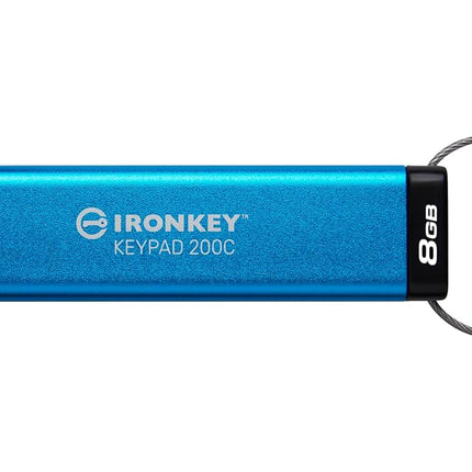 Kingston IronKey Keypad 200C Type-C hardware-encrypted USB Flash Drive FIPS 140-3 Level 3 (Pending) with XTS-AES 256-bit Hardware Encryption -IKKP200C/8GB