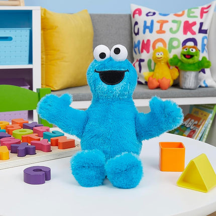 Just Play Sesame Street Friends 8-inch Cookie Monster Plush Stuffed Animal, Recycled Filling, Kids Toys for Ages 18 Month, Blue