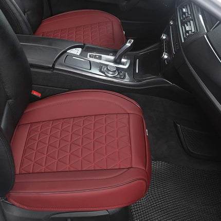 Black Panther 1 Pair Luxury PU Leather Car Seat Covers Protectors for Front Seat Bottoms,Compatible with 90% Vehicles (Sedan SUV Truck Mini Van) - Burgundy (21.26×20.86 Inches)