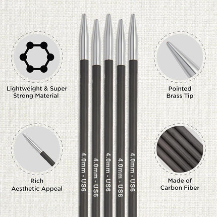 KnitPro Karbonz Starter Double Pointed Needle Set 6" (15cm) | 5 Sizes (2mm to 4mm)