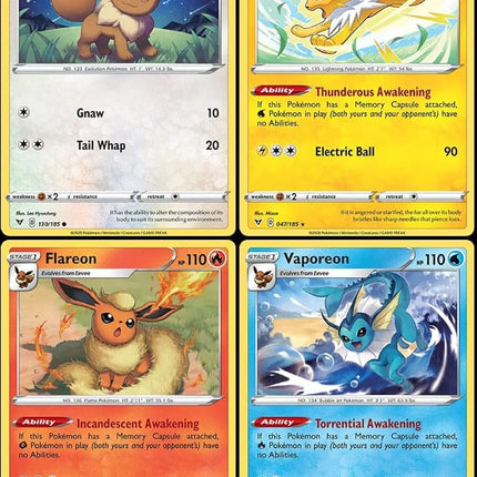 Pokemon Jolteon Flareon Vaporeon Eevee - Vivid Voltage - Evoltuion Card Lot - Rare 4 Card Set - 047/185-026/185-030/185
